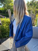 Blauwe leren jas, Ophalen of Verzenden, Zo goed als nieuw, Designer, Maat 48/50 (M)