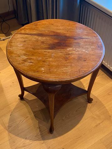 Round antique wooden dining table