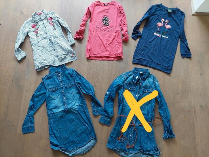 Jurken maat 128 meisje jurk jurkjes blousejurk spijkerjurk d, Kinderen en Baby's, Kinderkleding | Maat 128, Zo goed als nieuw