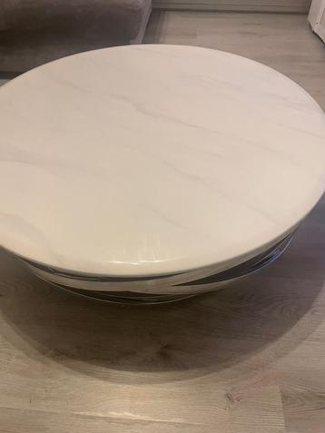 Salon tafel marmer - Zilverkleurige onderkant