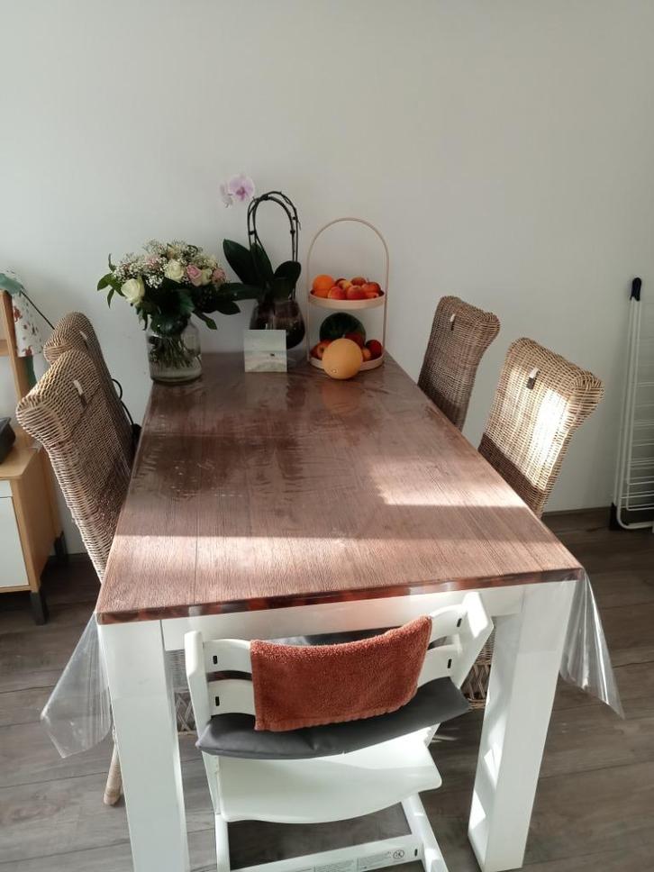 Riviera Maison eetkamerstoelen 4 stuks, Huis en Inrichting, Stoelen, Gebruikt, Vier, Riet of Rotan, Bruin, Ophalen