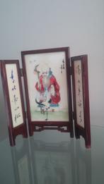 Antiek Chinees 3-luikje met beschildering op glas., Ophalen of Verzenden