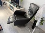 Fauteuil zwart leer … met rvs poot … zie foto, Ophalen of Verzenden, Zo goed als nieuw, Leer, 50 tot 75 cm