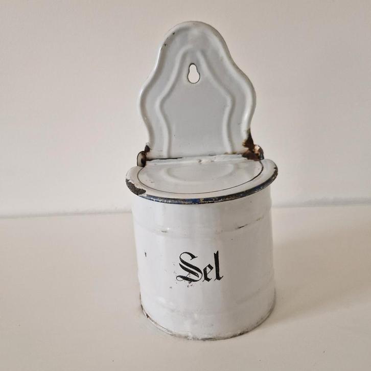 witte zoutbak emaille sel antieke zout bak, Antiek en Kunst, Antiek | Emaille, Ophalen of Verzenden
