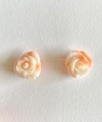 18 k goud engelenhuid koraal oorknoppen, Verzenden, Nieuw, Roze, Overige materialen