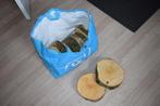 Tas met Houten Boomstam schijven (9 stuks), Gebruikt, 25 tot 50 mm, Overige typen, Ophalen of Verzenden