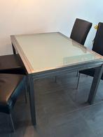 Uitschuifbare RVS Eetkamertafel 123x90, Huis en Inrichting, Tafels | Eettafels, Ophalen, Gebruikt, 50 tot 100 cm, Vijf personen of meer