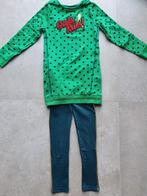Groen jurkje met stippen + legging maat 134, Kinderen en Baby's, Kinderkleding | Maat 134, Meisje, Nvt, Ophalen of Verzenden, Zo goed als nieuw