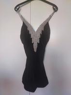 Vintage designer zwart velvet jurkje Karen Okeda, Zwart, Ophalen of Verzenden, Maat 34 (XS) of kleiner, Karen Okeda