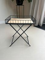 Bijzet tafeltje, staal en hout, Huis en Inrichting, Tafels | Sidetables, Ophalen, 50 tot 100 cm, Rond, Zo goed als nieuw