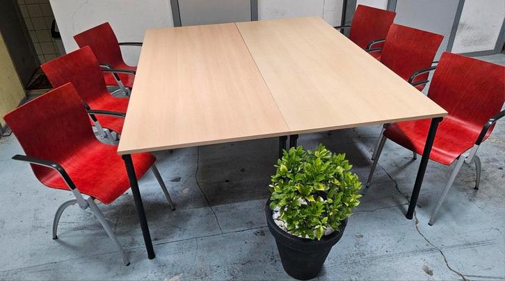 2 Grote Ahrend vergadertafels met 6 Artifort Zeno stoelen, Huis en Inrichting, Tafels | Eettafels, Gebruikt, 100 tot 150 cm, 200 cm of meer