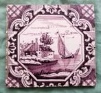 Antieke mangaan tegel, Antiek en Kunst, Antiek | Wandborden en Tegels, Ophalen of Verzenden