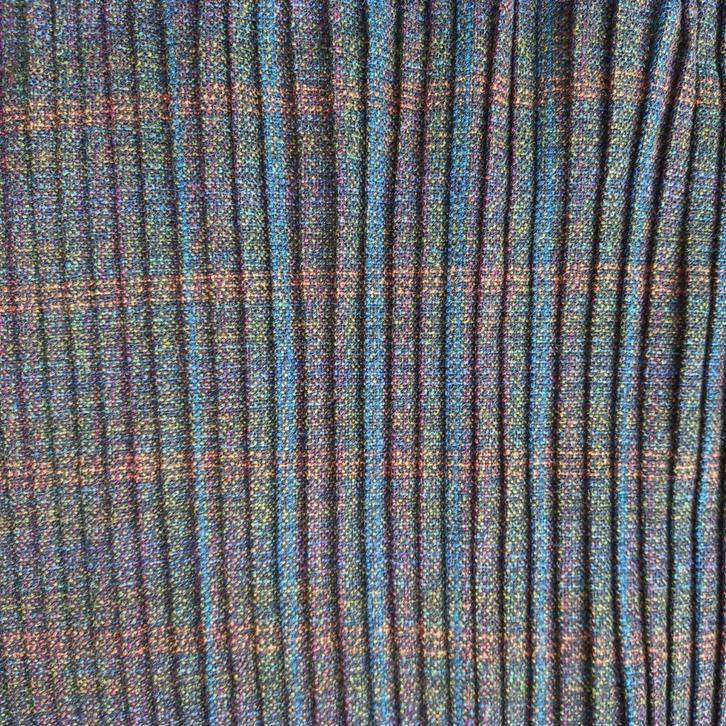 Geplooide stof antraciet olijfgroen oranje blauw; 2 lappen, Hobby en Vrije tijd, Stoffen en Lappen, Zo goed als nieuw, Overige materialen