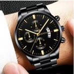 Fashion Men Stainless Steel Watch Luxury Calendar Quartz NEW, Ophalen of Verzenden, Nieuw, Zwart, IOS