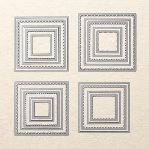 Stampin' Up! stansenset Layering Squares vierkanten, Hobby en Vrije tijd, Kaarten | Zelf maken, Zo goed als nieuw, Pons of Mal