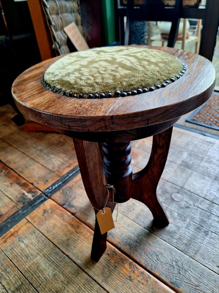 Antieke Pianokruk / Tabouret - Verstelbaar & Groen, Antiek en Kunst, Antiek | Meubels | Stoelen en Banken, Ophalen