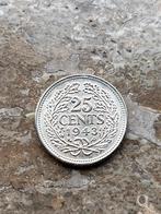 25 cent 1943 EP Wilhelmina , zeer mooie kwaliteit, Zilver, 25 cent, Ophalen of Verzenden, Koningin Wilhelmina