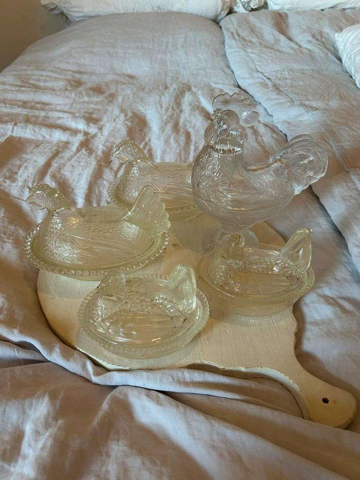 Clayre & Eef Glazen Kippen - Set van 4, Antiek en Kunst, Antiek | Glas en Kristal, Ophalen of Verzenden