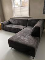 Hoekbank, leer (ruw leer), donkerbruin, Ophalen, Gebruikt, Leer