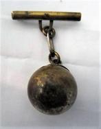 Antieke broche messing bol, kogel aan ketting, kogelslingere, Ophalen, Overige materialen, Broche