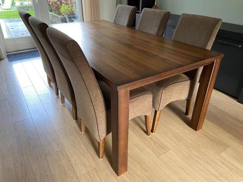 Stevige houten tafel + 6 eetkamer stoelen, Huis en Inrichting, Complete eetkamers, Gebruikt, 4 tot 6 stoelen, Ophalen