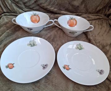 2 Spenzo Soepkommen met groente motief beschikbaar voor biedingen