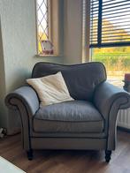 Grijs bankstel 2,5 zits - 3 zits - fauteuil en 2 x poef, Huis en Inrichting, Gebruikt, 75 tot 100 cm, Ophalen of Verzenden, Rechte bank