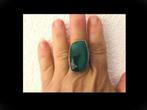 Bijzonder Zilveren Design Ring Gefaceteerde Smaragd Steen!, Verzenden, Zilver, Ring, Met edelsteen