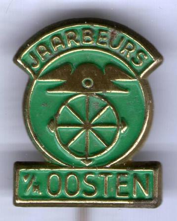 Jaarbeurs v/h Oosten groen op koper blik speldje( ( L_041a ) beschikbaar voor biedingen