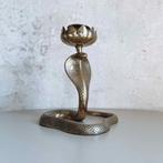 Grote messing cobra kandelaar – Mystiek statement piece | Ma, Ophalen of Verzenden, Koper of Brons