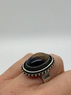 Z940 Prachtige zilveren ring tijgeroog (verstelbaar), Ophalen of Verzenden, X, Met edelsteen, Dame