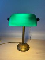 Bankierslamp groene kap, Huis en Inrichting, Lampen | Tafellampen, Minder dan 50 cm, Gebruikt, Glas, Ophalen