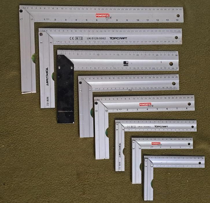 8 aluminium winkelhaken (Sencys, Topcraft, Powerfix, Doe-het-zelf en Verbouw, Gereedschap | Handgereedschap, Gebruikt, Ophalen of Verzenden