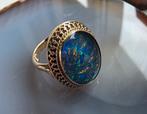 Prachtige vintage 14k ring met blauwe opaal, Gebruikt, Ophalen of Verzenden, Kleiner dan 17, Dame of Heer