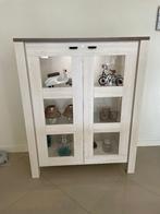 Wit eiken vitrinekast, Huis en Inrichting, Ophalen, 50 tot 100 cm, Zo goed als nieuw, 150 tot 200 cm