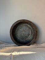 Vintage wabisabi rustic koperen ronde schaal d33cm, Overige materialen, Schaal, Rond, Ophalen of Verzenden