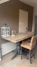 Bartafel steigerhout + 2 krukken, Huis en Inrichting, Ophalen, Gebruikt, 100 tot 150 cm, 50 tot 100 cm