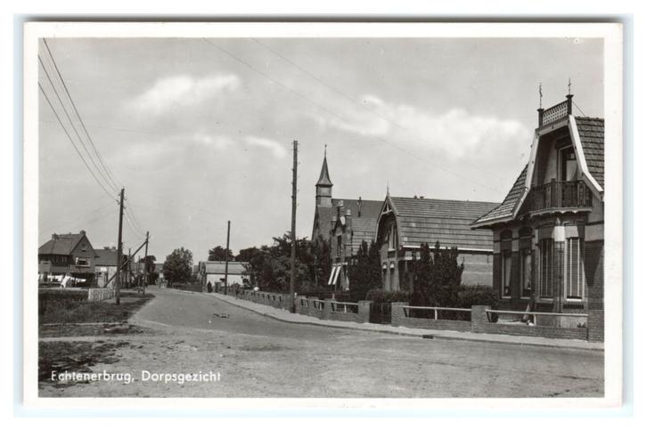 Echtenerbrug, (tussen Lemmer en Wolvega) Dorpsgezicht, Verzamelen, Ansichtkaarten | Nederland, Gelopen, Friesland, 1940 tot 1960