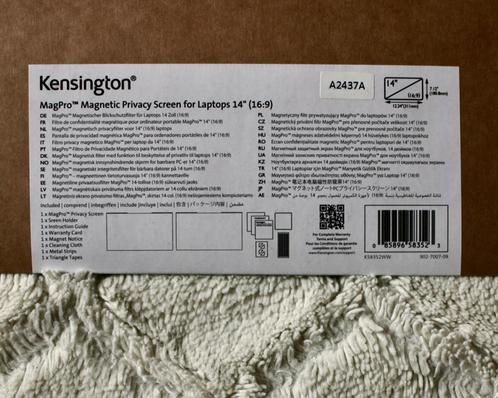 Kensington MagPro - Magnetic Privacy Screen - 14" (16:9), Computers en Software, Tablet-hoezen, Nieuw, Screenprotector, 13 inch of meer