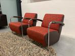 2 Nieuwstraat Leolux Scylla Fauteuil rood stof Design stoel, Leolux, 75 tot 100 cm, Ophalen of Verzenden, Zo goed als nieuw