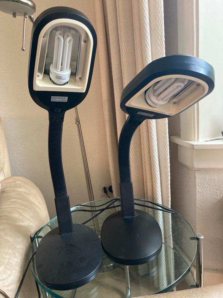 Twee Handwerklampen, Huis en Inrichting, Lampen | Tafellampen, Zo goed als nieuw, Minder dan 50 cm, Kunststof, Ophalen