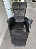 Zwart lederen leer relax fauteuil draaipoot groot stoel, Huis en Inrichting, Fauteuils, Gebruikt, Leer, Ophalen of Verzenden