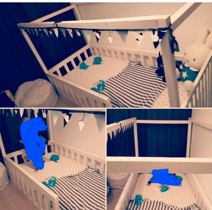Uniek kinderbed na ledikantje,1-persoonsmaat. In 4 delen., Kinderen en Baby's, Kinderkamer | Stapelbedden en Hoogslapers, Gebruikt