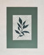 botanische print met linosnede en groen passe partout 30x40, Minder dan 50 cm, Oorspronkelijke maker, Nieuw, Ophalen of Verzenden