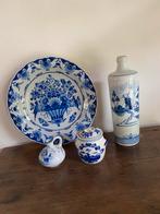 Brocante Delftsblauw bord/ fles/ mosterdpot, Antiek en Kunst, Antiek | Keramiek en Aardewerk, Ophalen of Verzenden