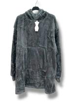 Grijze Fluffy trui met capuchon One size t/m maat 52, Kleding | Dames, Grote Maten, G, G, Nieuw, Ophalen of Verzenden