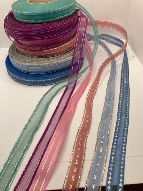 LINT DIVERSE KLEUREN MET GLITTER RANDEN 20 MM NIEUW, Hobby en Vrije tijd, Naaien en Fournituren, Nieuw, Lint, Band of Elastiek