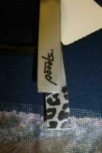 Poools blauw shirt 3/4 mw + printje+knoopjes achter 46 32399, Blauw, ., Maat 46/48 (XL) of groter, Ophalen of Verzenden