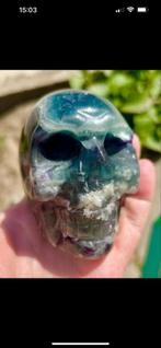 Fluoriet Skull met Bloemagaat, Ophalen of Verzenden