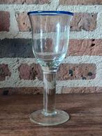 Oude wijn glas met blauwe rand, Ophalen of Verzenden, Zo goed als nieuw, Overige typen